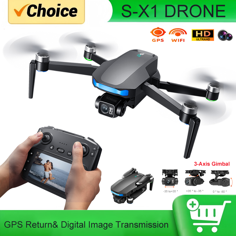 Drone Camera Professional - S-X1 MAX GPS-Drohne mit 3-Achsen-Gimbal, 5000m